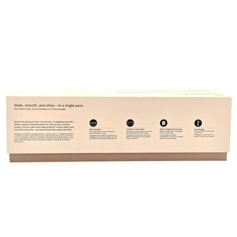 T3 SINGLEPASS SMOOTH X Professional Flat Iron with Extra-long Plates Pink New - Picture 9 of 12